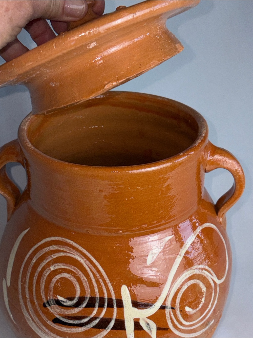 New Hand Painted Mexican Olla de Barro Clay Bean Pot Frijolera 4 Qt With Lid - Picture 2 of 13